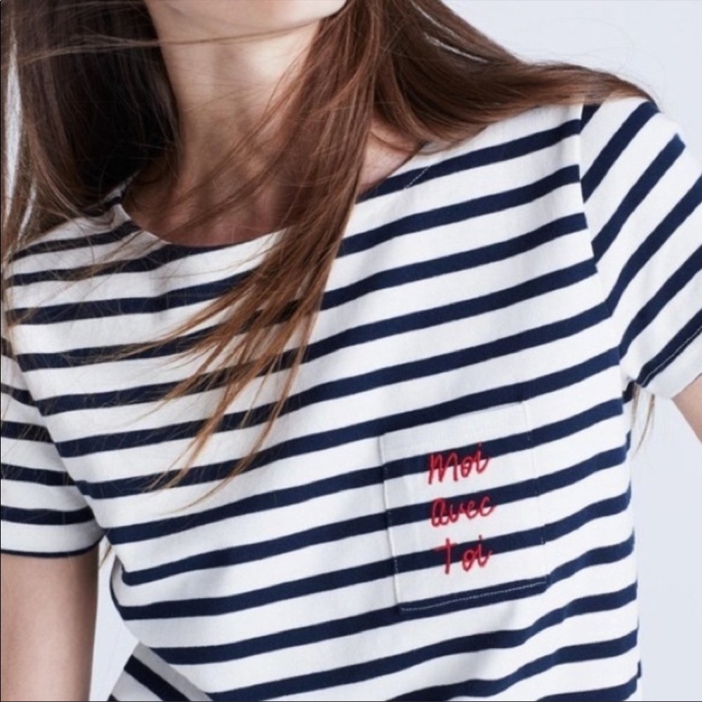 Madewell Sezane Moi Avec Toi Striped Pocket Tee